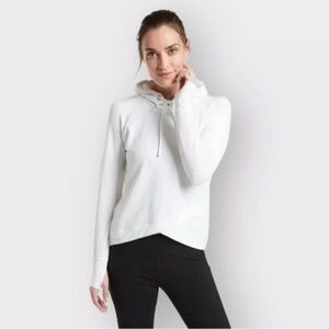 Athleta White Pinnacle Criss Cross Pullover Hoodie